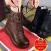 2025 Autumn/Winter Retro Short Fleece-Lined Platform Boots for Women - Solid Color Martin Style