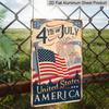 2D Flat Vintage 4th of July USA Flag Aluminum Sign Independence Day Decor 4th of July Party, Independence Day Decor, Patriotic Backyard, Summer