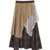 Spring Women New Skirts Plaid Loose Elastic Waist Pleated Elegant Long Skirts