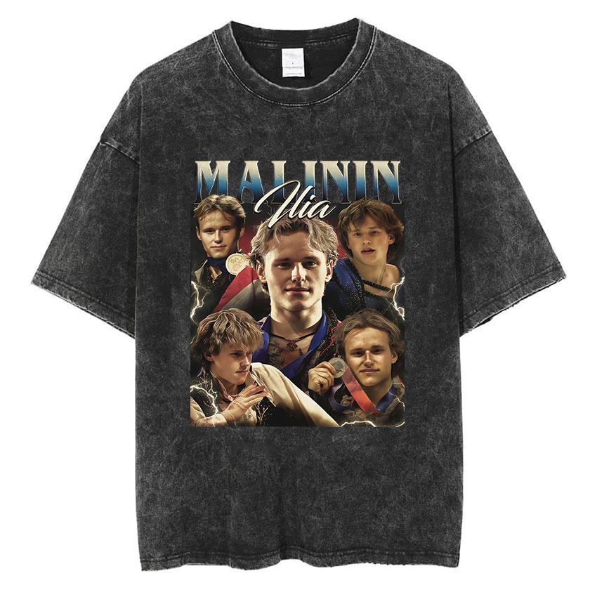 

Funny Ilia Malinin Quad Jump Legend Vintage Washed T Shirts Mens ONeck Fashion Oversized Cotton Tshirt Unisex Streetwear S