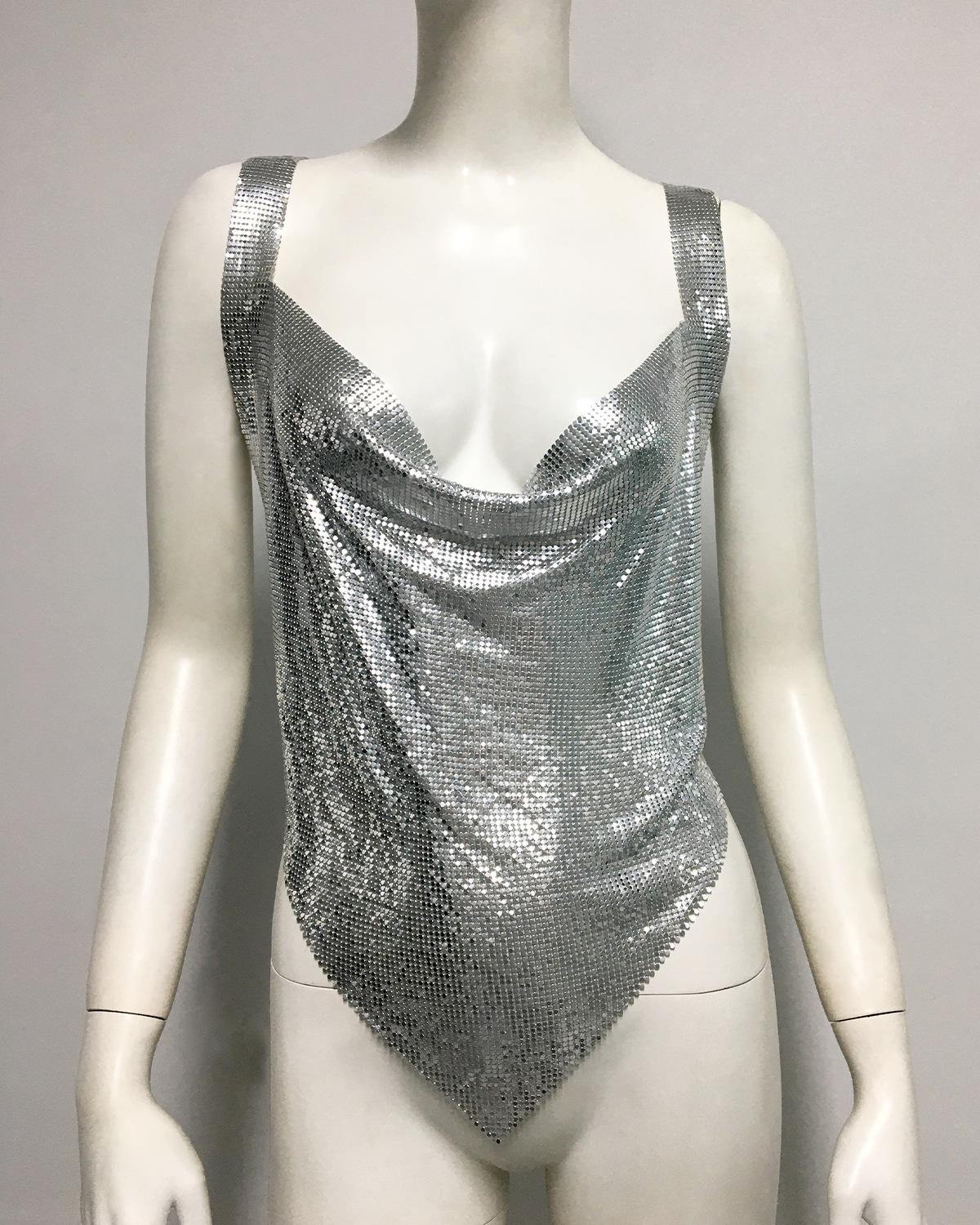 

Модные европейские и американские женские топы с металлическими подвязками и пайетками - новый и стильный дизайн One Size серебряный