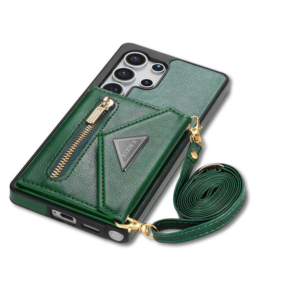 Samsung S24ultra S23 A53 Crossbody Card Holder Phone Case with Zipper Pocket and Lanyard