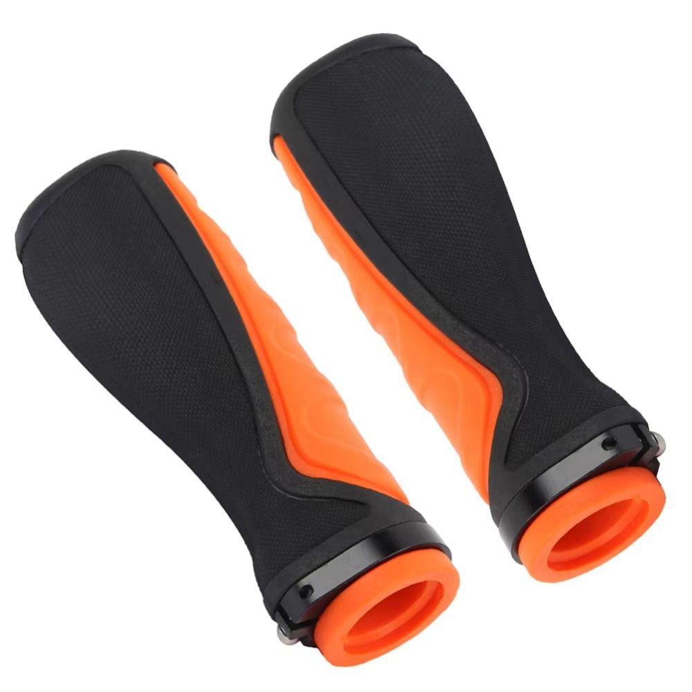Anti Slip Cycling Handle Grips Soft Rubber Lock Design Bicycle Handlebar Shockproof Orange Black Electric Scooter Handlebar