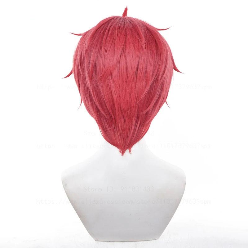 Jiji Cosplay Wig Anime DAN DA DAN Jin Enjoji Cosplay Short Red Heat Resitant Synthetic Hair Wigs + Wig Cap