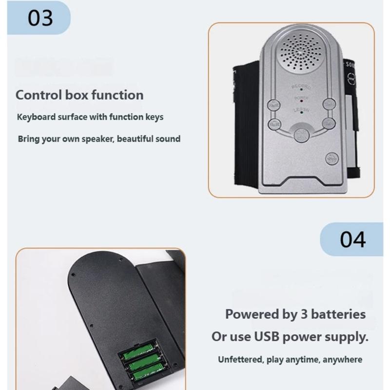 Foldable 49 Key Piano Silicone Keyboard with USB Port Integrated Speaker Practical Design for Beginners and Children