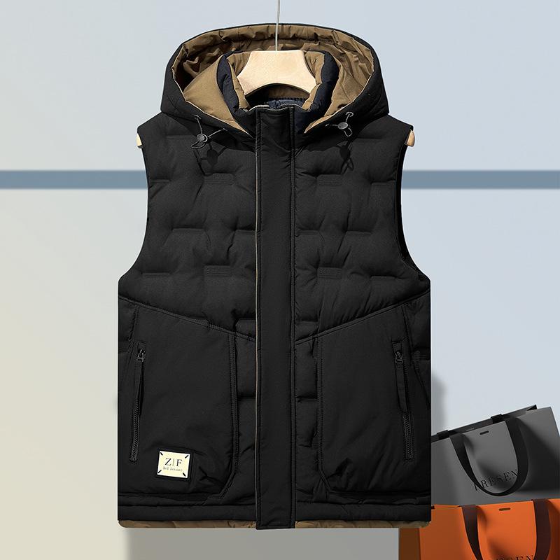 

New Down Cotton Hooded Waistcoat Men s Loose Large Size Warm Men s Winter Sleeveless Jacket Vest 6XL