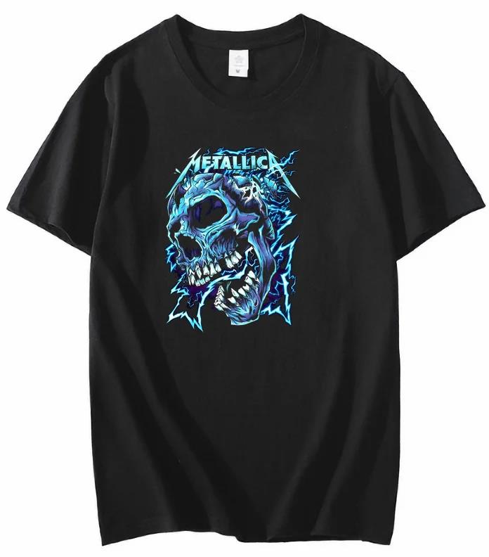 Unisex Metallic Band Retro Metal Ready Hell Tour Black T-Shirt WoUnisex Tops T-Shirt Harajuku Casual MEOWTALLICA Top Unisex