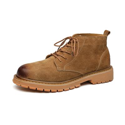 FashionNew Vintage Pigskin Leather Work Boots for Men English Style High Tops Platform Shoes Male Spring Autumn Ankle Boots Men