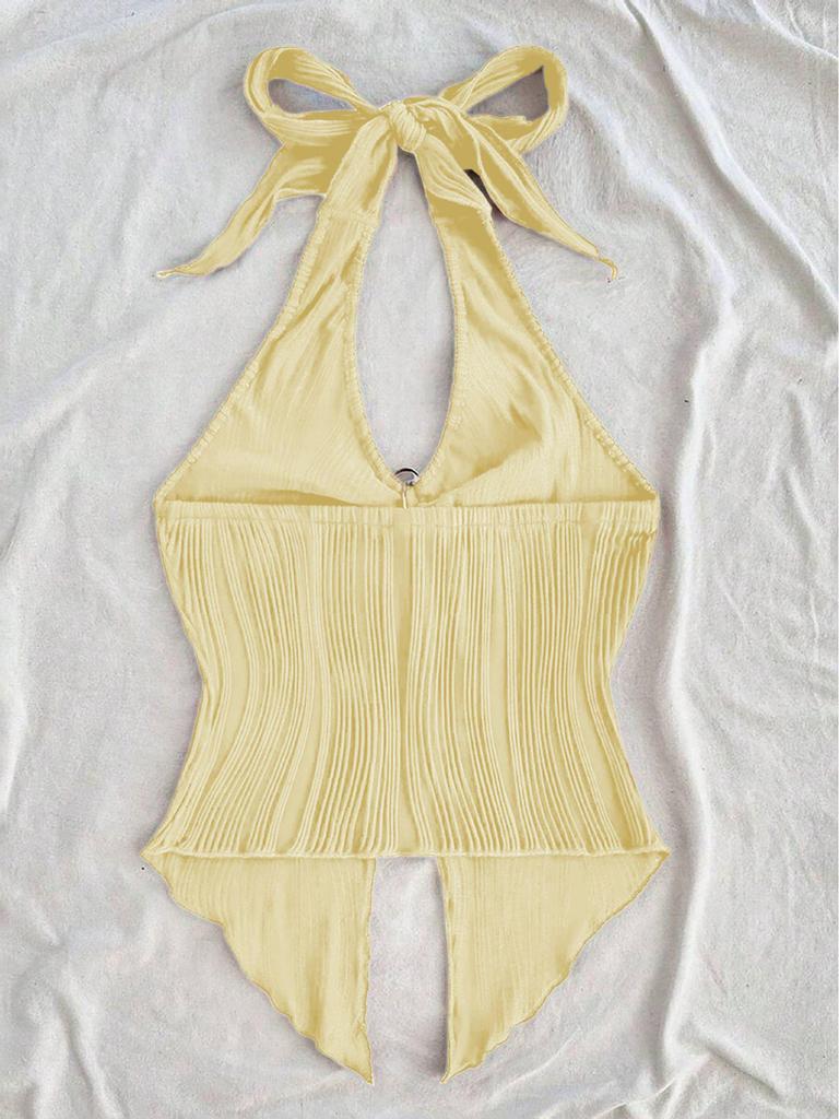 ZT6516 Halter Ruched Tank Top – Women's Summer Style Camisole