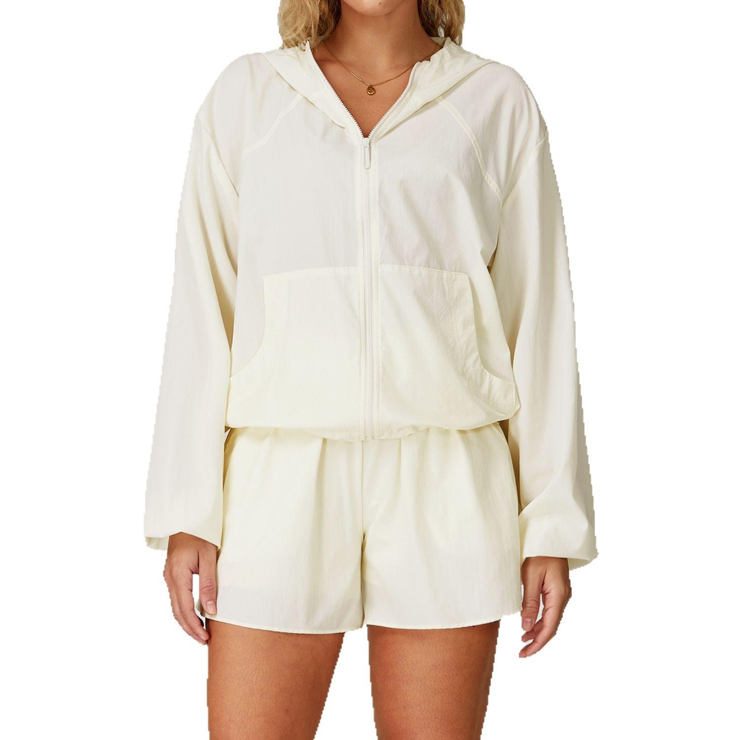 

Quick Drying Sports Sun Protection Jacket, Cool And Breathable, With A Hood And Zipper, UV Resistant Sun Protection Suit Jacket For Women XL