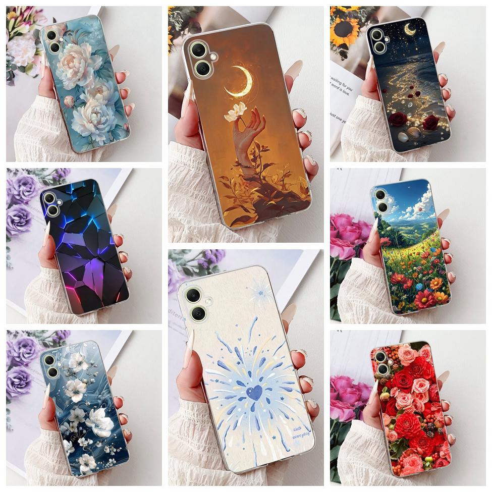 For Samsung A05 Case Clear Cute Cat Fashion Flowers Cool Painted Back Cover For Samsung Galaxy A05 Phone Case SM-A055F SM-A055M