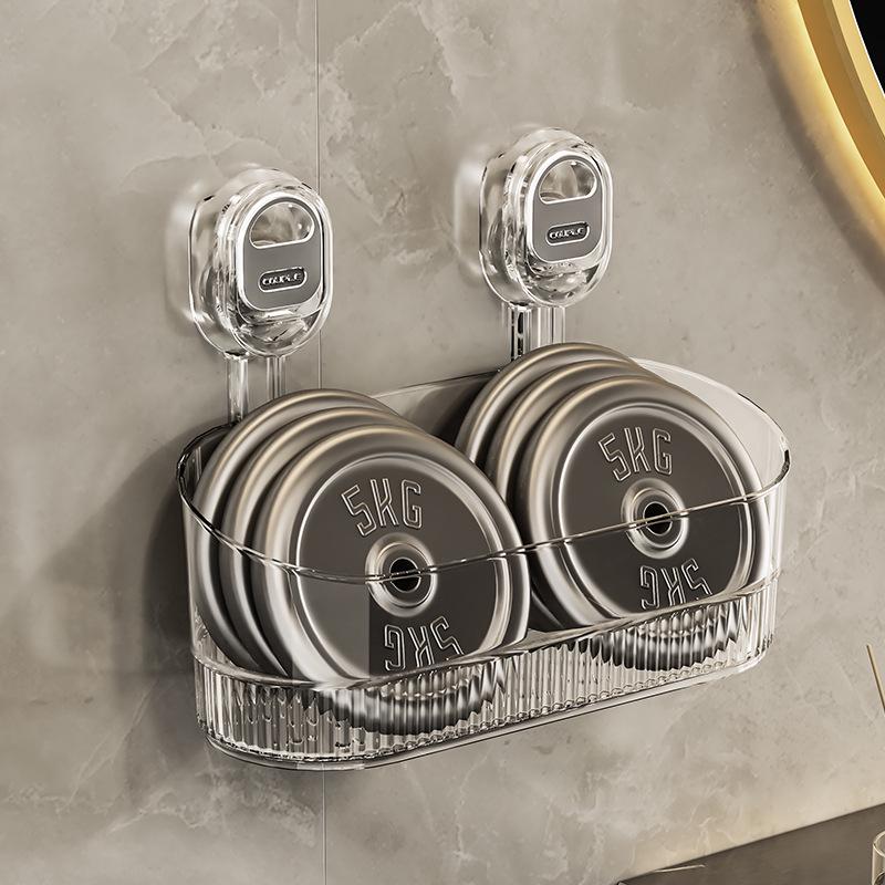 Wall-Mounted No-Drill Suction Cup Storage Rack for Kitchen or Bathroom