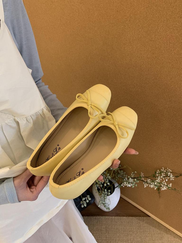 French bow shallow mouth Mary Jane women's shoes 2025 new Xiaoxiangfeng flat ballet shoes
