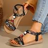 Women’s Bohemian Metal Strap Open-Toe Beach Slide Sandals
