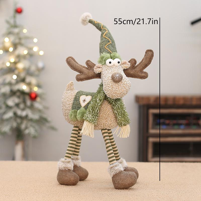 Cross-border Reindeer Plush Toy: Green Fabric Fawn Christmas Ornament for Hotel Window Display