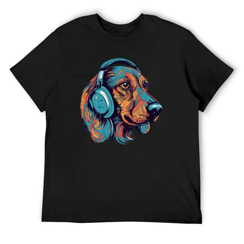 Dachshund Music Lover - A Relaxing Design for Dog Owners T-Shirt summer shirt hippie clothes t shirt men