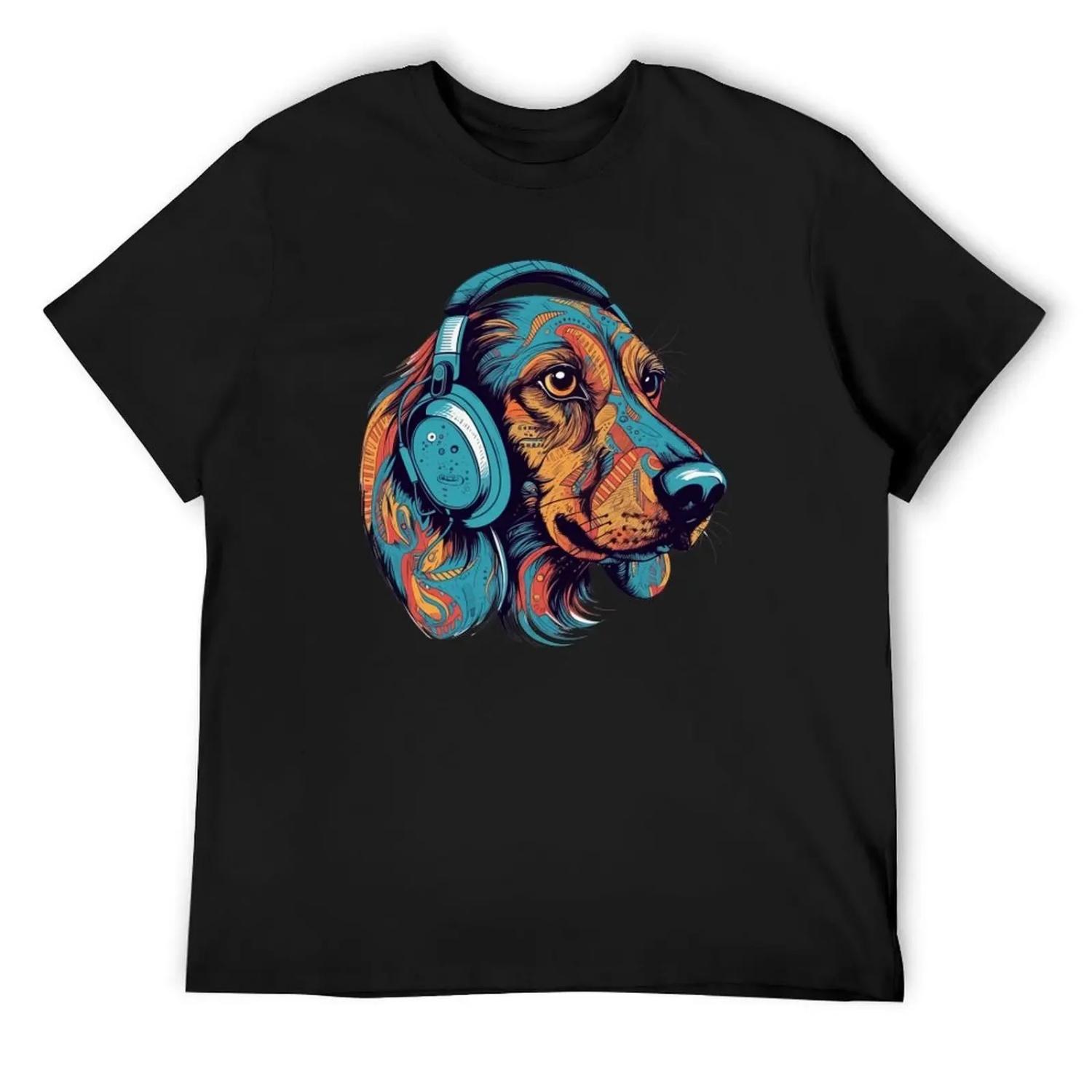 Dachshund Music Lover - A Relaxing Design for Dog Owners T-Shirt summer shirt hippie clothes t shirt men S