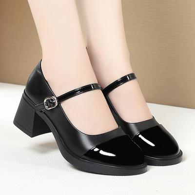 Damenschuhe 2025 Neue Mode Retro Runde Zehenpartie Weiches Leder Lässige Mary Jane Schuhe Flacher Ausschnitt Wasserdichte Plateauschuhe