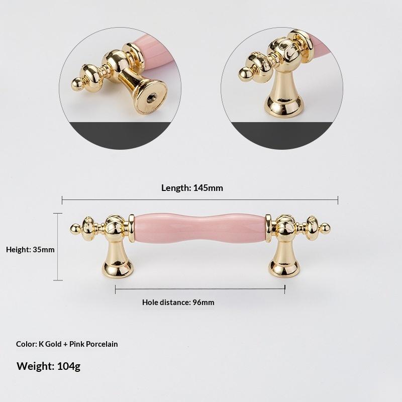 Modern Colored Ceramic Furniture Handle Golden Wardrobe Cabinet Handles Closet Door Knob Dressing Table And Drawer Pull Hardware