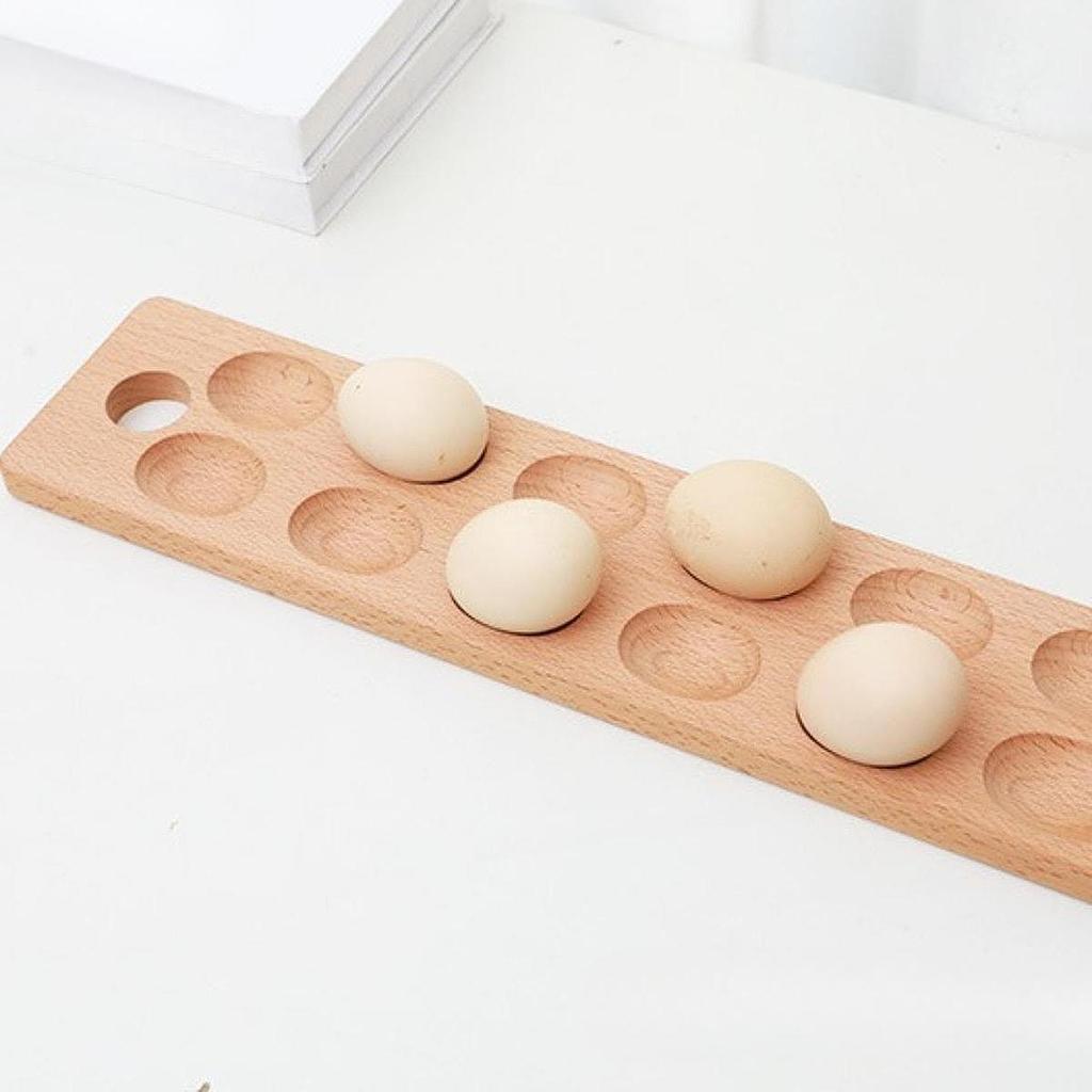 Egg Holder Organizer Portable for Countertop,Kitchen Decoration,Wooden Storage Tray