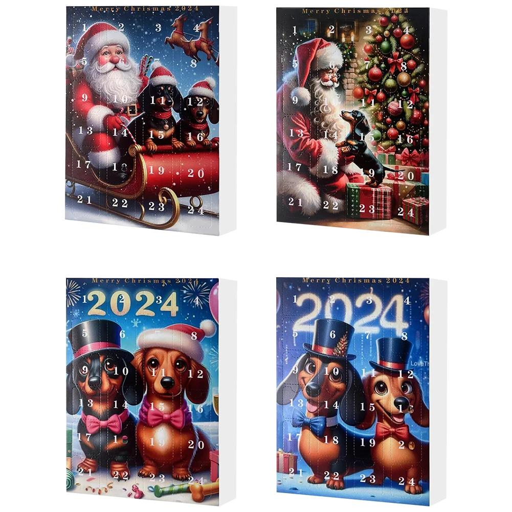 Jezevčíci Vánoční Adventní Kalendář 2024, 24 dní Jezevčíci Psí Adventní Kalendář Ozdoby na Vánoční Stromeček na Vánoční Dárky