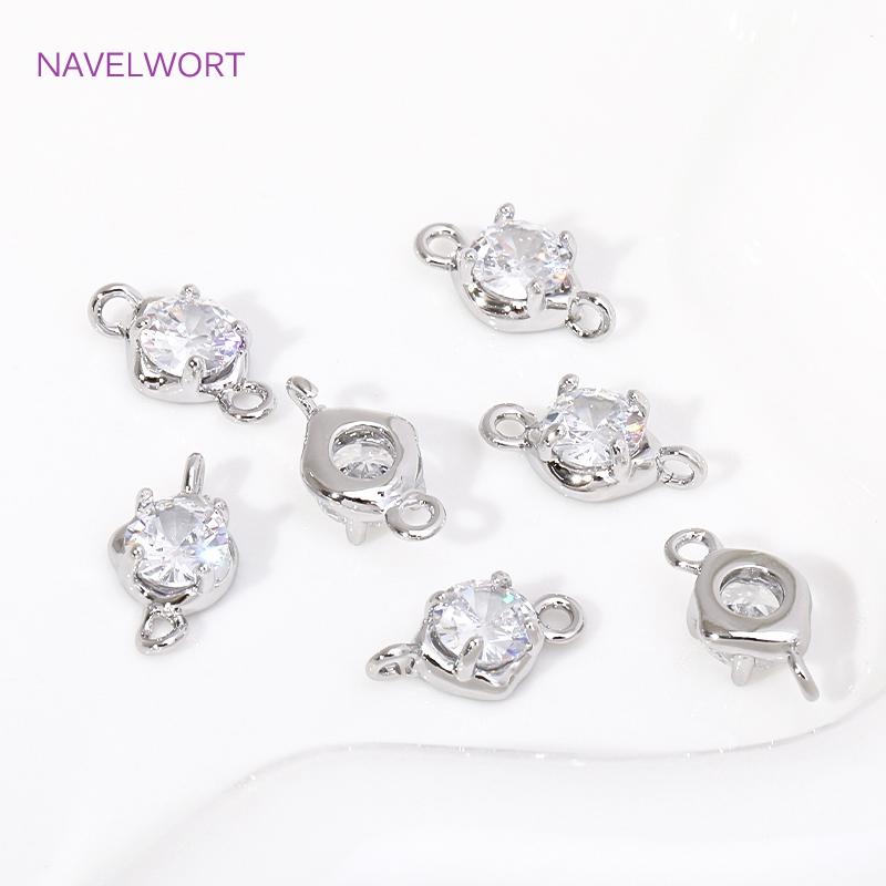 Luxury 18K Gold Plated/Rhodium with Zircon Round/Oval Charms Pendant Connector For Jewelry Making DIY Earrings Accessories