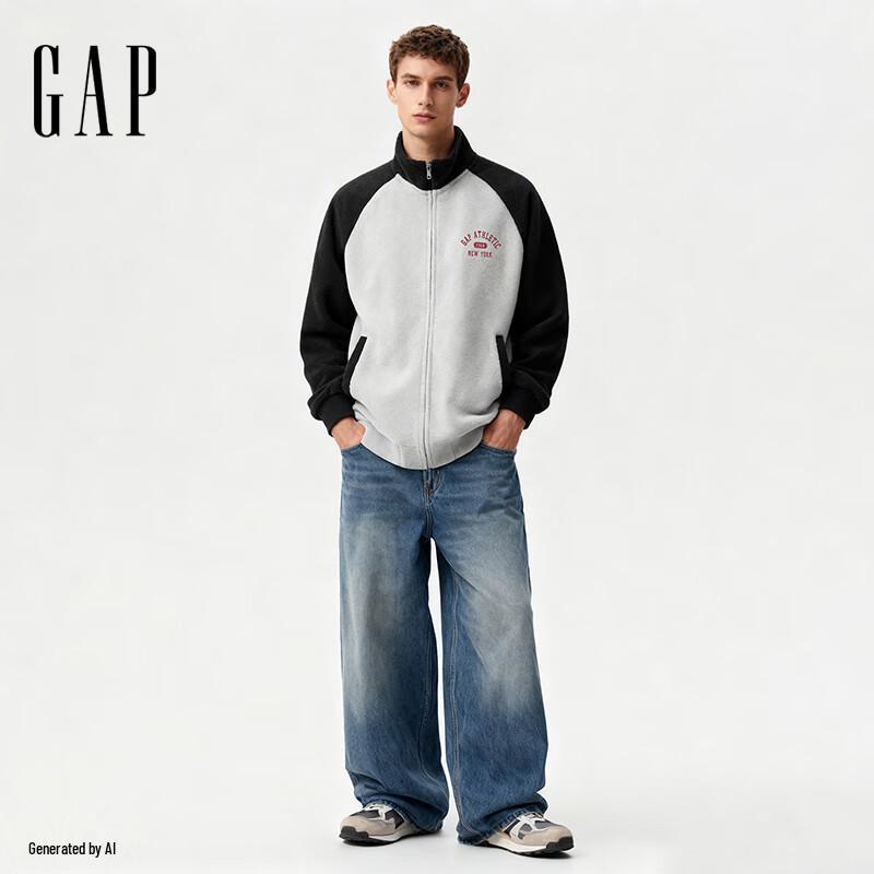 Gap Unisex 2025 Fall Colorblock Logo Fleece Stand-Collar Jacket