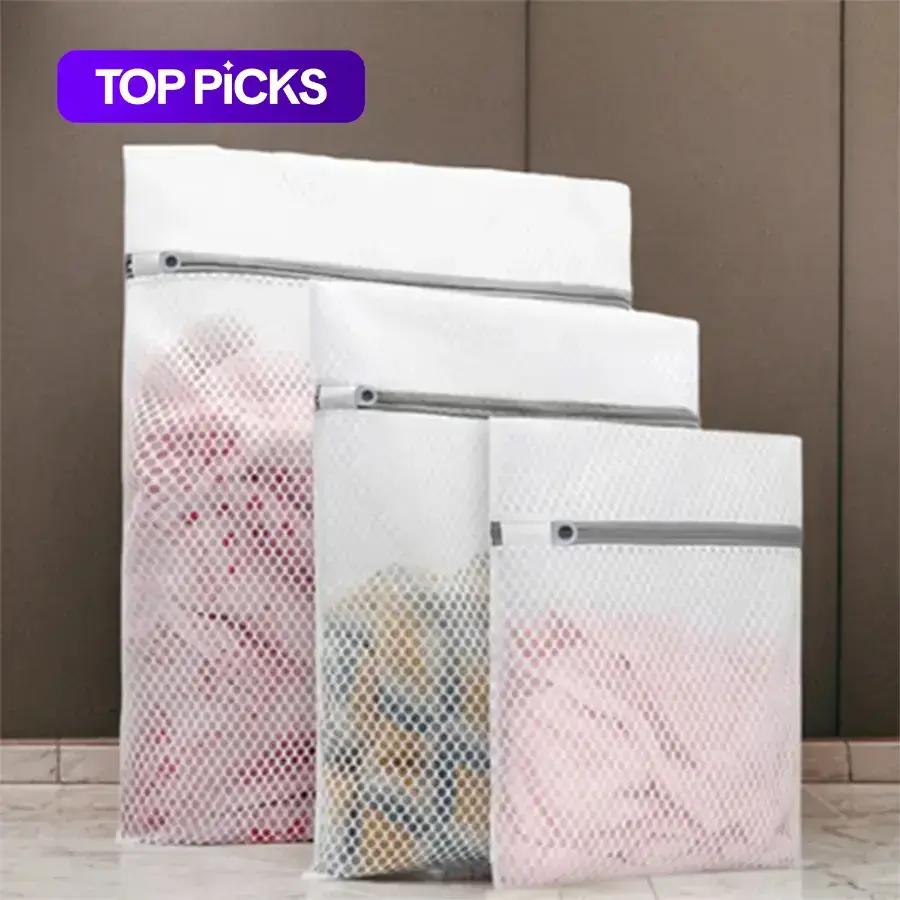 Laundry Mesh Bags Set of 3 Zippered Washing Machine Delicates Bags for Blouses Leggings Stockings Lingerie Protection