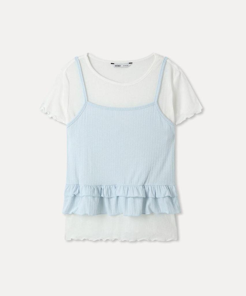 MIXXO Frill Layered Short Sleeve T-Shirt Re Lwg40Ss_Miwhwg74Ra