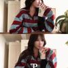 The Pink Oversized Color Stripe Long Sleeve Tee