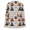 Women's Halloween Print Long Sleeve Pullover Top Round Neck Split Hem Casual Loose Fit Lightweight Sweatshirt