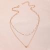 Imitation Pearl Love Pendant Necklace Versatile Clavicle Chain Women'S Vintage Double Layer Stacked Necklace