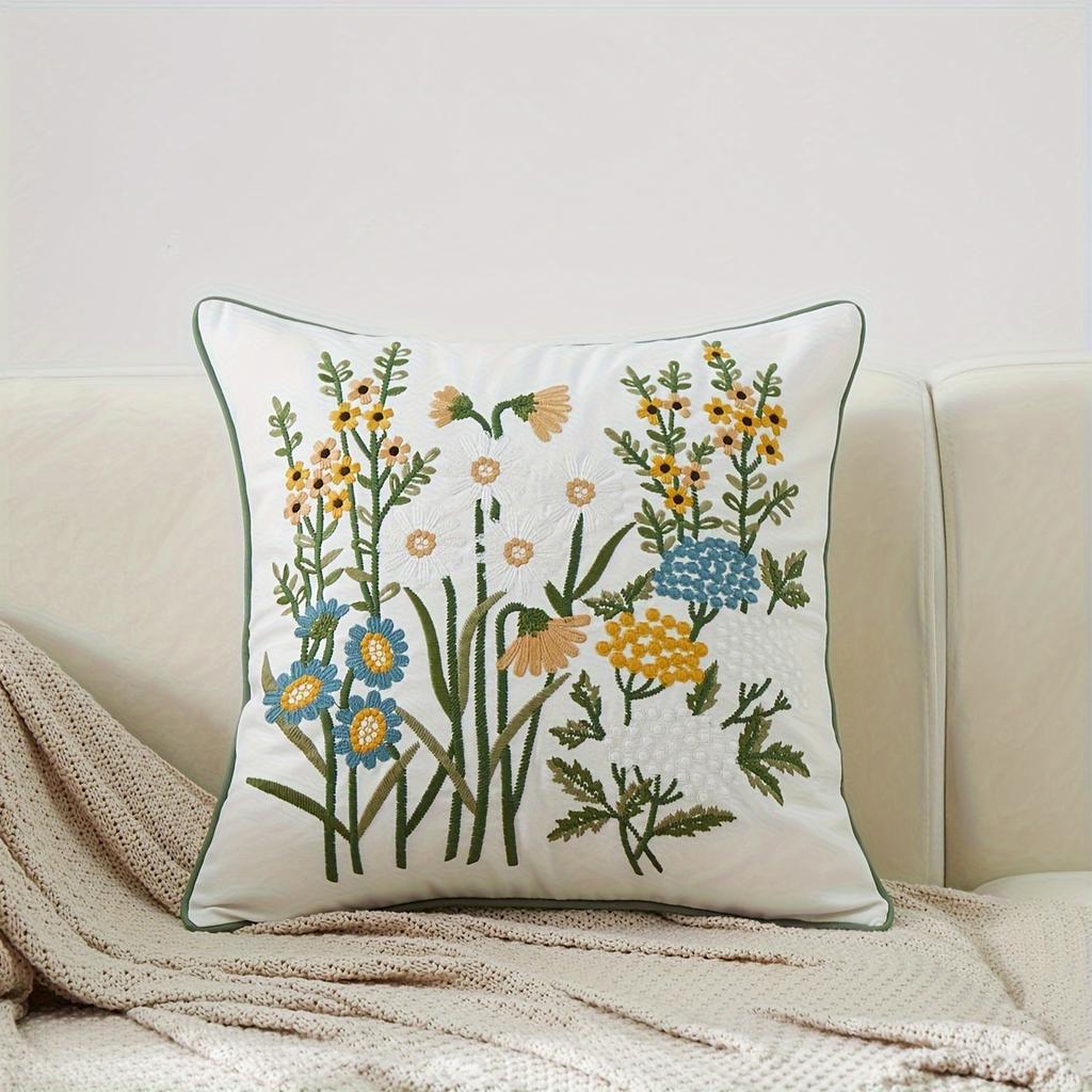 VIKAMA All Season Spring Summer Charming Multicoloured Daisy Cushion Cover Bedroom Sofa  Car Interior Decorative Cushion Cover