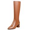 Soft Leather Shoes, High Boots, Mid-heeled, Pointed, Thick-heeled Mid-heeled Boots, Women's Shoes