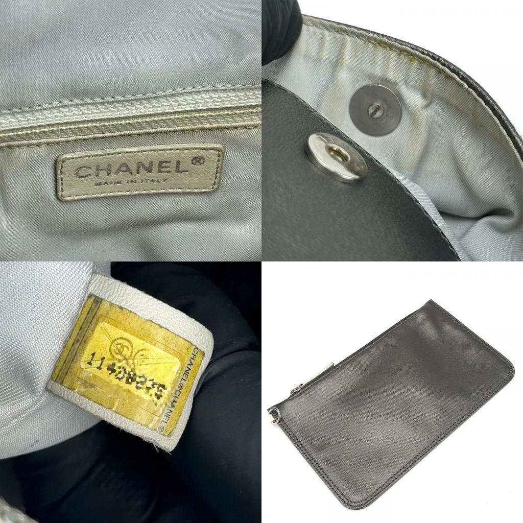 Gebrauchte CHANEL Tragetasche Paris Biarritz GM Beschichtete Leinwand Silber Silber Mit Pochette