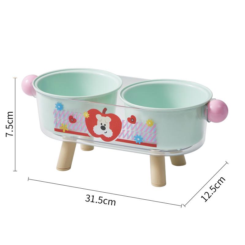 Stainless Steel Elevated Anti-Slip Double Pet Bowl with Cervical Protection