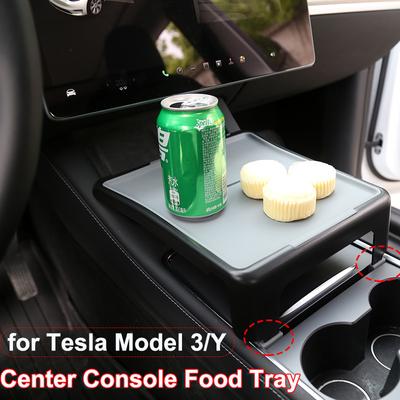 Do Tesla Model 3 Y 2023 Taca na żywność Konsola środkowa Biurko Napój Kawa Stół jadalny Stojak z silikonową matą Organizer Stół do przechowywania