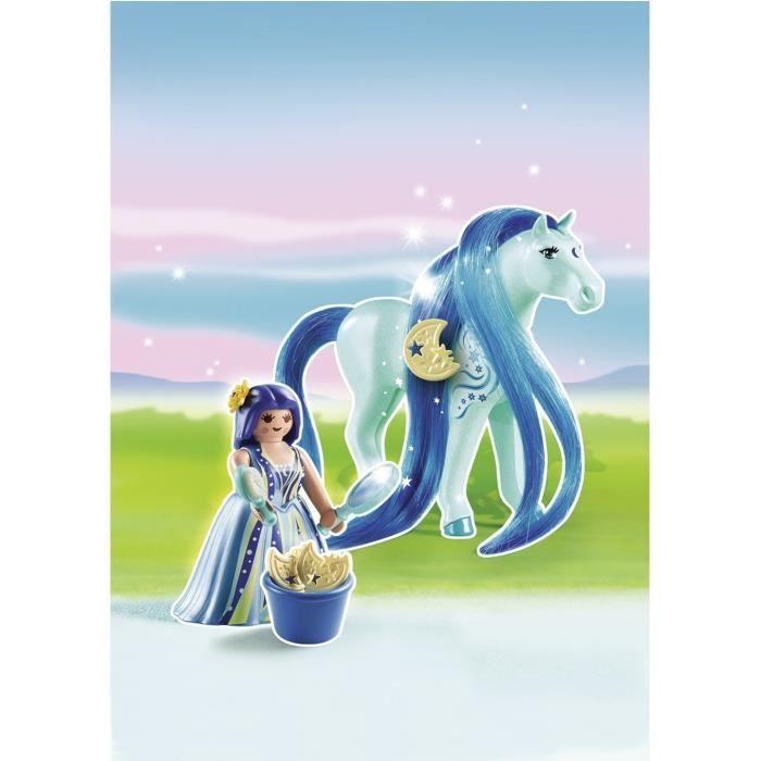 Playmobil - princesse bleuet avec cheval à coiffer - gamme playmobil princess - mixte - 4 ans et plus