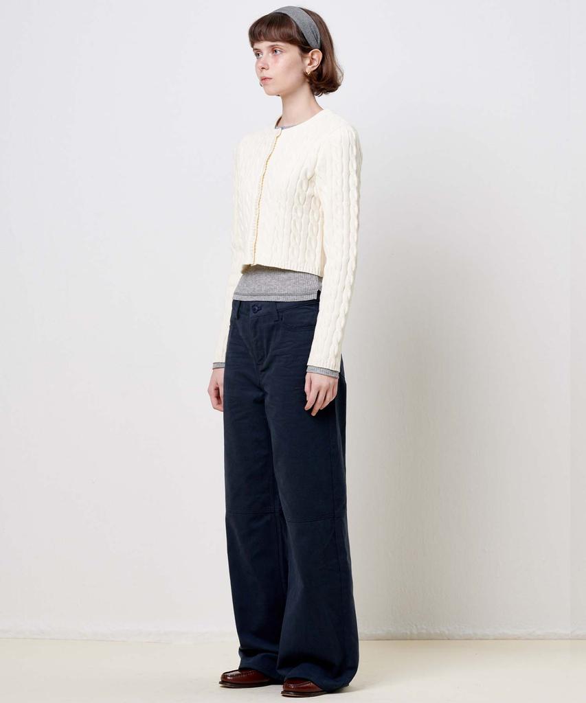 PLAC WOMEN New Preppy Semi-Wide Pants Navy