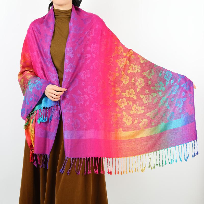 New Products Are On the Shelves In Spring and Autumn, Shawls, Colorful Jacquard Cashew Nut Long Scarves, Travel Photos, Scarves, Women's Bags.