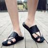 Sandalias de Verano para Hombre de Moda Sandalias Romanas de Moda Zapatos Planos Transpirables para Playa Suela Suave Zapatos de PU Negro Caqui Talla 38-44 Sandalias para Hombre