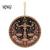 Acrylic Constellation Pendants 2D Flat Pearl Painting Ornament, Double Sided Zodiac Theme Hanging Gem Home Ornament Art Craft, Rhinestone Beads