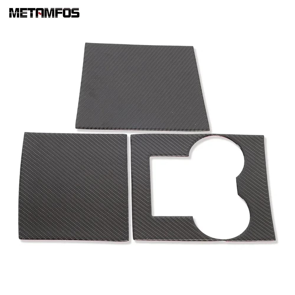 For Tesla Model 3 2017-    Carbon Fiber Center Console Water Cup Panel Cover Trim Sticker Interior Accessories