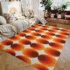 Vintage runder geometrischer Teppich in Orange Braun Weiß Weich Flauschig Große Größe Wohnzimmer Dekorteppich