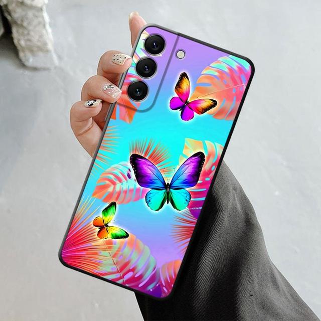 Shell For Samsung Galaxy S23 S22 S21 S20 Fe Ultra S10 S9 S8 Plus Note 20ultra 10plus Case Bling Aesthetic Butterfly Rose Art