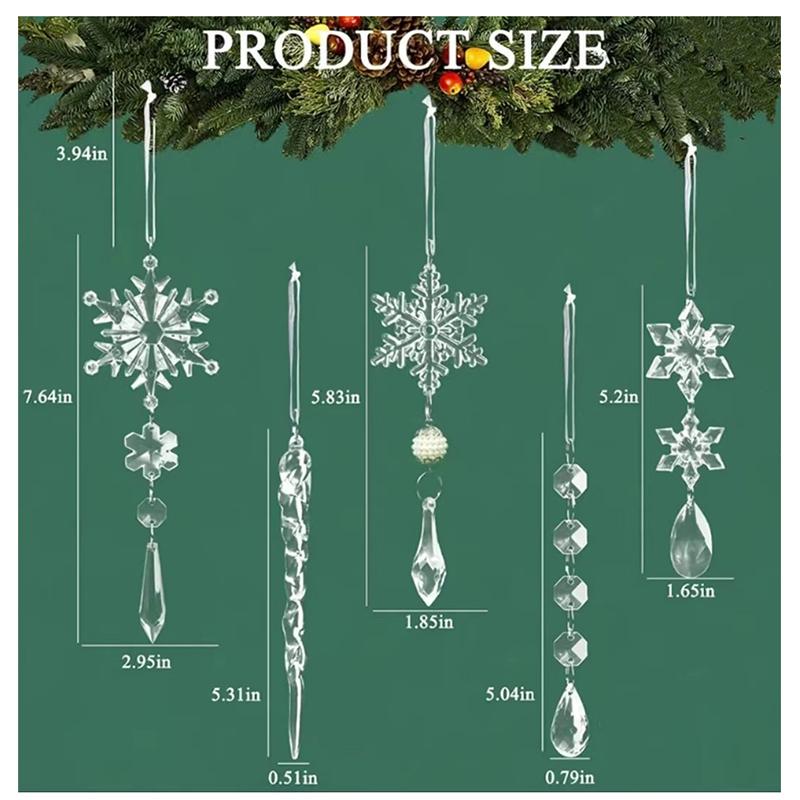 

Новые 10 шт. рождественские акриловые хрустальные подвески Снежинка Рождественская елка Декор украшения 10PCS