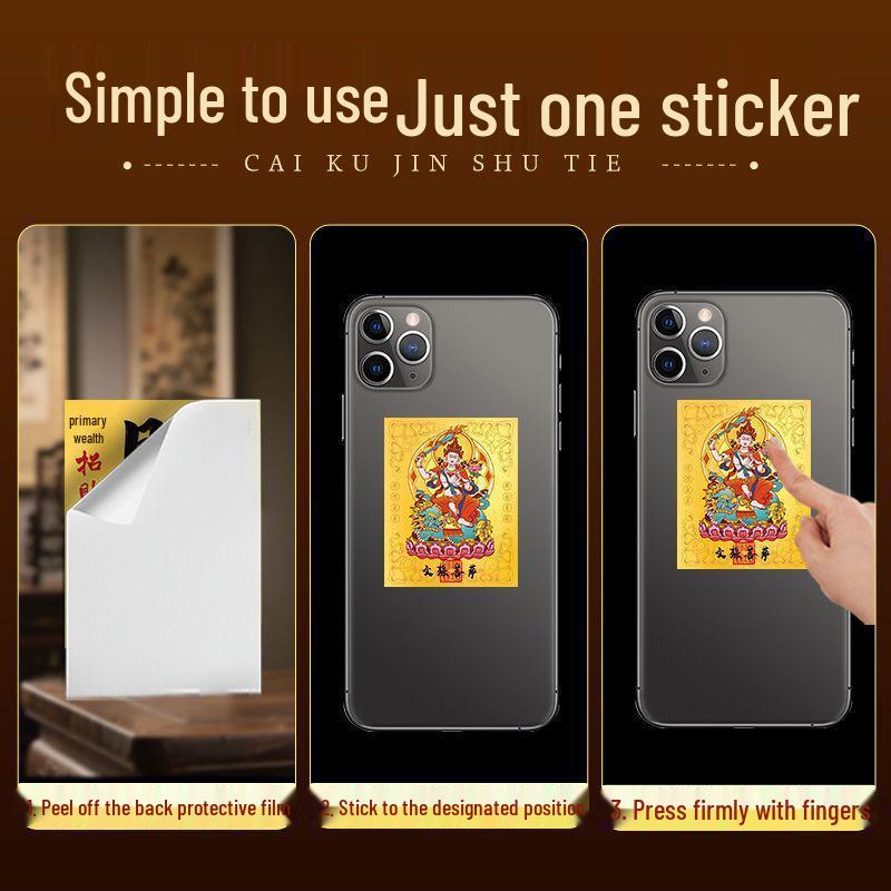 Zodiac Mahjong Protection Phone Sticker - Alloy Buddha Design