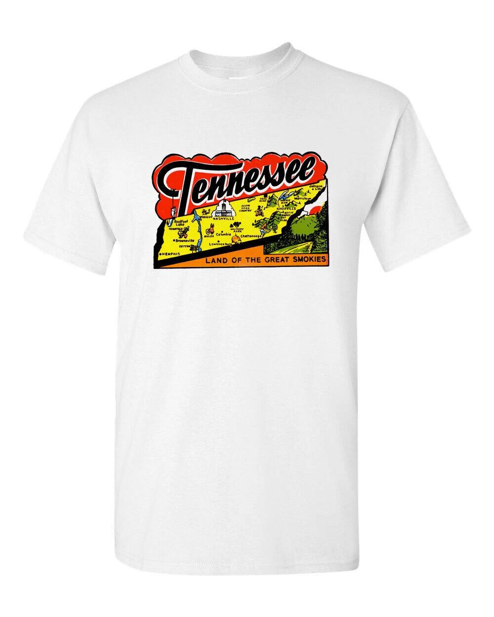 T Shirt Vtg Travel Art Cotton Tennessee State Smoky Mtns Souvenir Tourist XL