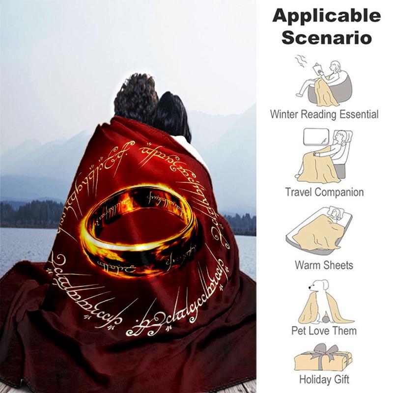 1pc Blanket The Lord of the Rings2 Print Design, Lightweight Blanket for Sofa, Bed- Soft &Warm, Gift for All Seasons like Christmas, Halloween
