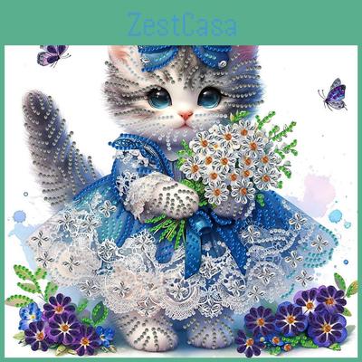 Diy Diamond Animal Painting 5d Kit Butterfly Rabbit Cat Diy Partial Special Shaped Drill Handmade Diamond Mosaic Art G